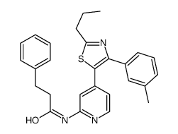 N-[4-[4-(3-methylphenyl)-2-propyl-1,3-thiazol-5-yl]pyridin-2-yl]-3-phenylpropanamide Structure
