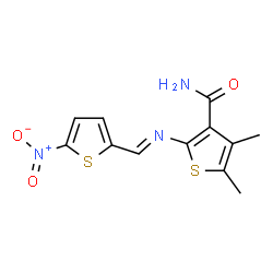 4,5-dimethyl-2-{[(5-nitro-2-thienyl)methylene]amino}-3-thiophenecarboxamide Structure