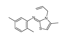 N-(2,5-dimethylphenyl)-4-methyl-3-prop-2-enyl-1,3-thiazol-2-imine结构式