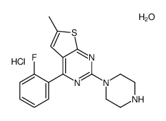 4-(2-fluorophenyl)-6-methyl-2-piperazin-1-ylthieno[2,3-d]pyrimidine,hydrate,hydrochloride Structure