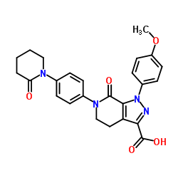 1-(4-甲氧基苯基)-7-氧代-6-[4-(2-氧代哌啶-1-基)苯基]-4,5,6,7-四氢-1H-吡唑并[3,4-c]吡啶-3-羧酸结构式