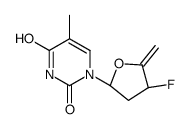 1-[(2R,4S)-4-fluoro-5-methylideneoxolan-2-yl]-5-methylpyrimidine-2,4-dione结构式