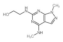 2-[(9-methyl-5-methylamino-2,4,8,9-tetrazabicyclo[4.3.0]nona-1,3,5,7-tetraen-3-yl)amino]ethanol structure