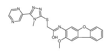 Acetamide, N-(2-methoxy-3-dibenzofuranyl)-2-[(4-methyl-5-pyrazinyl-4H-1,2,4-triazol-3-yl)thio]- (9CI)结构式