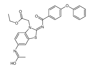 ethyl 2-[6-acetamido-2-(4-phenoxybenzoyl)imino-1,3-benzothiazol-3-yl]acetate结构式