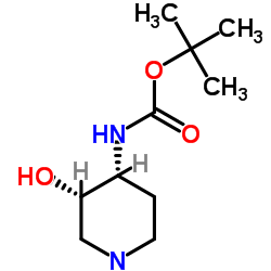 1,1-dimethylethyl [(3S,4R)-3-hydroxy-4-piperidinyl]carbamate结构式