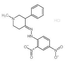 N-[(1-methyl-3-phenyl-4-piperidylidene)amino]-2,4-dinitro-aniline structure