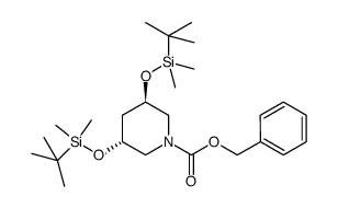 (3R,5R)-3,5-bis-(tert-butyl-dimethyl-silanyloxy)-piperidine-1-carboxylic acid benzyl ester Structure