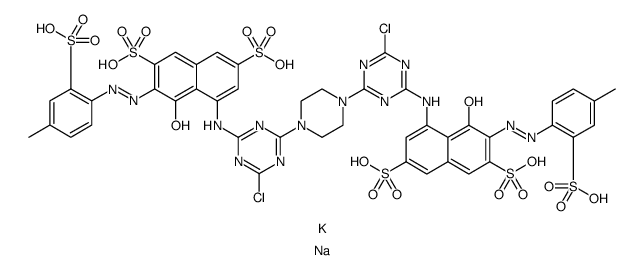 4,4'-[piperazine-1,4-diylbis[(6-chloro-1,3,5-triazine-4,2-diyl)imino]]bis[5-hydroxy-6-[(4-methyl-2-sulphophenyl)azo]naphthalene-2,7-disulphonic] acid, potassium sodium salt picture