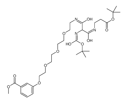 叔丁基14-(N-Boc-氨基)-1-[3-(甲氧基羰基)苯氧基]-13,15-二氧代-3,6,9-三氧杂环己烷12,16-二氮杂十二烷-19-酸酯结构式