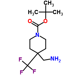 tert-butyl 4-(aminomethyl)-4-(trifluoromethyl)piperidine-1-carboxylate结构式