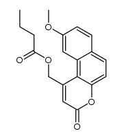 (9-methoxy-3-oxo-3H-benzo[f]benzopyran-1-yl)methyl butyrate结构式