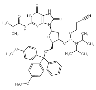 5'-o-(4,4'-dimethoxytrityl)-n2-isobutyryl-8-oxo-2'-deoxyguanosine, 3'-[(2-cyanoethyl)-(n,n-diisopropyl)]phosphoramidite Structure