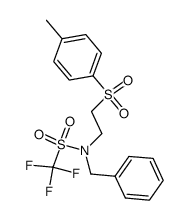 N-benzyl-1,1,1-trifluoro-N-(2-tosylethyl)methanesulfonamide结构式