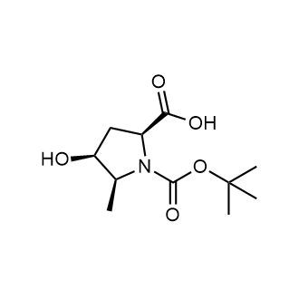 (2S,4S,5S)-1-(叔丁氧羰基)-4-羟基-5-甲基吡咯烷-2-羧酸结构式