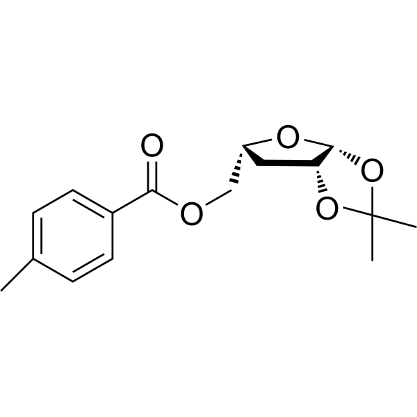 3’-Deoxy-1,2-O-isopropylidene-5-O-(p-toluoyl)-L-arabinofuranose结构式