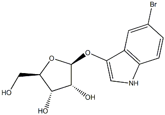 5-溴-1H-吲哚-3-基 BETA-D-呋喃核糖苷结构式