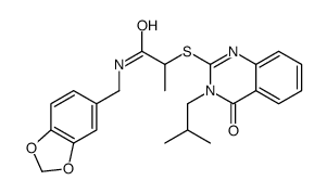 N-(1,3-benzodioxol-5-ylmethyl)-2-[3-(2-methylpropyl)-4-oxoquinazolin-2-yl]sulfanylpropanamide Structure