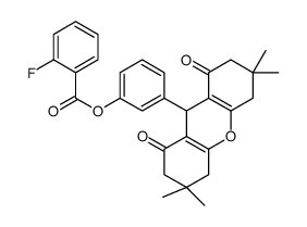 [3-(3,3,6,6-tetramethyl-1,8-dioxo-4,5,7,9-tetrahydro-2H-xanthen-9-yl)phenyl] 2-fluorobenzoate Structure