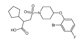 (R/S)-3-{[4-(2-bromo-4-fluorophenoxy)piperidin-1-yl]sulphonyl}-2-cyclopentylpropanoic acid结构式