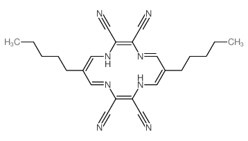 1,4,8,11-Tetraazacyclotetradeca-2,4,6,9,11,13-hexaene-2,3,9,10-tetracarbonitrile,6,13-dipentyl- structure