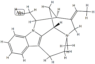 (19E)-19,20-Didehydro-17-hydroxy-4-methyl-1,16-cyclocorynan-4-ium结构式