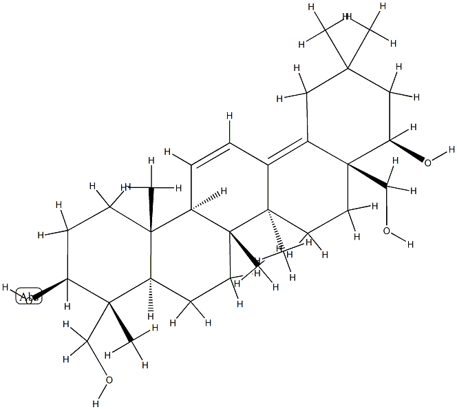 (4R)-Oleana-11,13(18)-diene-3β,22β,23,28-tetrol结构式
