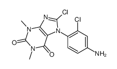 7-(4-amino-2-chlorophenyl)-8-chloro-1,3-dimethylpurine-2,6-dione结构式