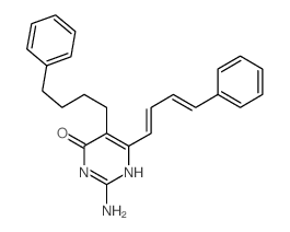 2-amino-6-(4-phenylbuta-1,3-dienyl)-5-(4-phenylbutyl)-1H-pyrimidin-4-one结构式