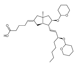 5-((3aS,5R,6R,6aR)-3a-methyl-5-((tetrahydro-2H-pyran-2-yl)oxy)-6-((3S,E)-3-((tetrahydro-2H-pyran-2-yl)oxy)oct-1-en-1-yl)hexahydropentalen-2(1H)-ylidene)pentanoic acid Structure