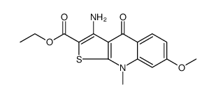 Thieno[2,3-b]quinoline-2-carboxylic acid, 3-amino-4,9-dihydro-7-methoxy-9-methyl-4-oxo-, ethyl ester结构式
