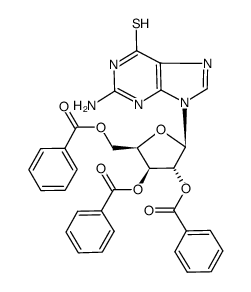 (2R,3R,4S,5R)-2-(2-amino-6-mercapto-9H-purin-9-yl)-5-((benzoyloxy)methyl)tetrahydrofuran-3,4-diyl dibenzoate Structure