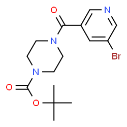 tert-butyl 4-[(5-bromo-3-pyridinyl)carbonyl]tetrahydro-1(2H)-pyrazinecarboxylate Structure