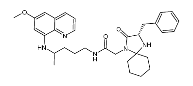 1-{7-[(6-methoxyquinolin-8-yl)amino]-3-aza-2-oxooctyl}-3-benzyl-1,4-diazaspiro[4.5]decan-2-one Structure