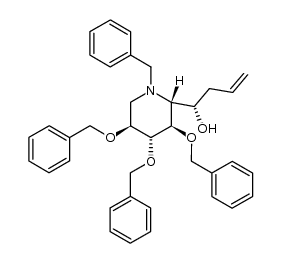 (S)-1-((2R,3R,4R,5S)-1-benzyl-3,4,5-tris(benzyloxy)piperidin-2-yl)but-3-en-1-ol结构式