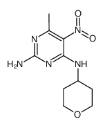6-methyl-5-nitro-N4-(tetrahydro-2H-pyran-4-yl)pyrimidine-2,4-diamine结构式