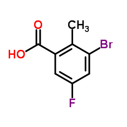 3-溴-5-氟-2-甲基苯甲酸结构式