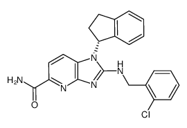 (R)-2-(2-chlorobenzylamino)-1-(2,3-dihydro-1H-inden-1-yl)-1H-imidazo[4,5-b]pyridine-5-carboxamide结构式