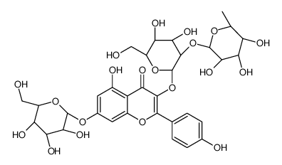 kaempferol 3-O-alpha-rhamnopyranosyl(1-2)-beta-galactopyranoside-7-O-beta-glucopyranoside Structure