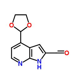 4-(1,3-Dioxolan-2-yl)-1H-pyrrolo[2,3-b]pyridine-2-carbaldehyde结构式