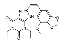 1,3-diethyl-8-[(E)-2-(7-methoxy-1,3-benzodioxol-5-yl)ethenyl]-7H-purine-2,6-dione结构式