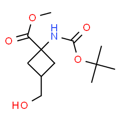 1-((叔丁氧基羰基)氨基)-3-(羟甲基)环丁烷甲酸甲酯结构式