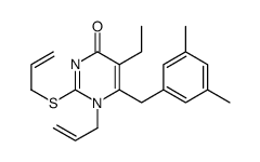 6-[(3,5-dimethylphenyl)methyl]-5-ethyl-1-prop-2-enyl-2-prop-2-enylsulfanylpyrimidin-4-one Structure