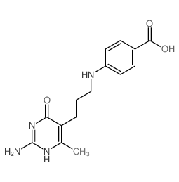 Benzoic acid,4-[[3-(2-amino-1,6-dihydro-4-methyl-6-oxo-5-pyrimidinyl)propyl]amino]-结构式