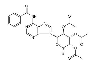 Benzamide,N-[9-(6-deoxy-b-L-galactopyranosyl)-9H-purin-6-yl]-,triacetate (ester) (8CI) Structure