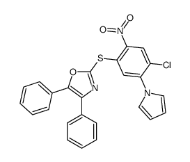 2-(4-chloro-2-nitro-5-pyrrol-1-ylphenyl)sulfanyl-4,5-diphenyl-1,3-oxazole结构式