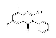 6,8-diiodo-3-phenyl-2-sulfanylidene-1H-quinazolin-4-one结构式