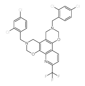 (1,3)Oxazino(5,6-f)pyrido(2,3-h)-1,3-benzoxazine, 3,6-bis((2,4-dichlorophenyl)methyl)-2,3,4,5,6,7-hexahydro-10-(trifluoromethyl)-结构式