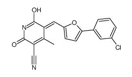 (5Z)-5-[[5-(3-chlorophenyl)furan-2-yl]methylidene]-4-methyl-2,6-dioxopyridine-3-carbonitrile Structure