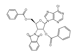 (1R)-O,O'-dibenzoyl-1-(6-chloro-purin-9-yl)-3-phthalimido-D-1,4-anhydro-3-deoxy-ribitol Structure
